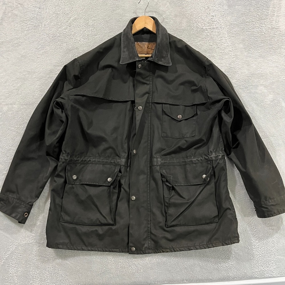 Vintage Outback Trail Fox Fire Jacket Men L Waxed Oilskin Coat Aussie Pathfinder